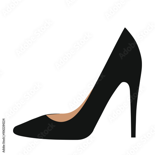 Black women shoes flat style isolated vector Illustration