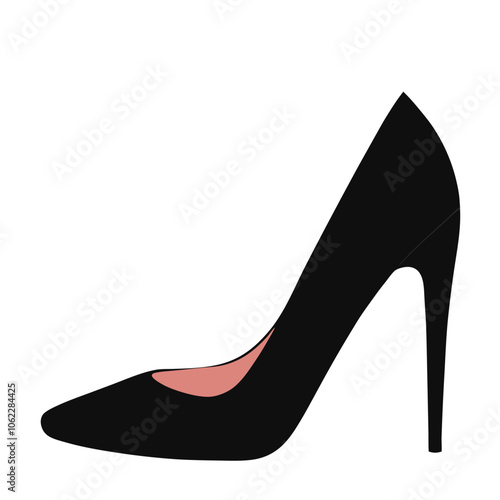 Black women shoes flat style isolated vector Illustration