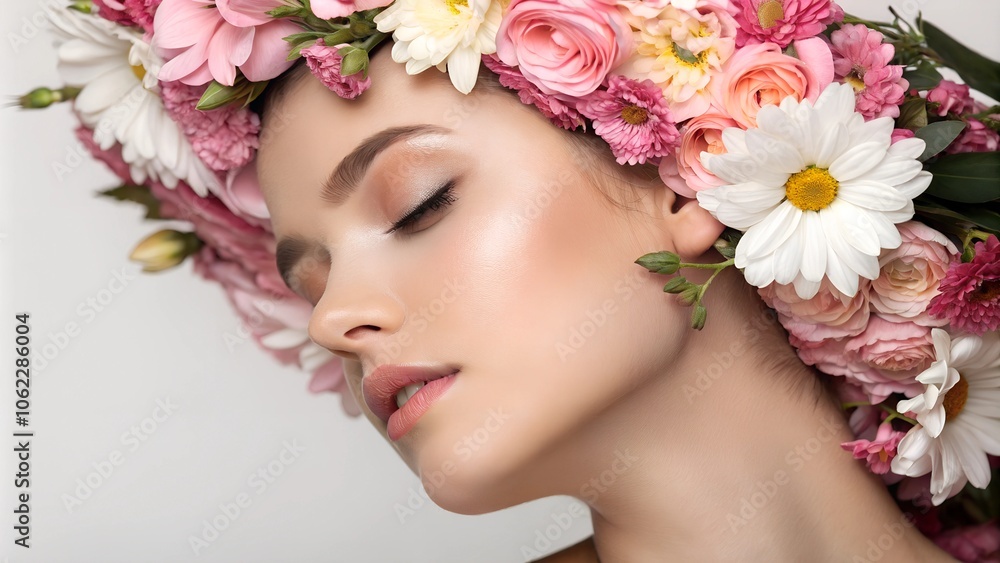 portrait of a woman with flowers
