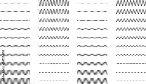 Set of seamless wavy - curvy and zigzag - criss cross horizontal lines. Vector Graphic design elements