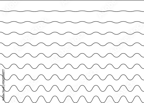 Set of seamless wavy - curvy and zigzag - criss cross horizontal lines. Vector Graphic design elements