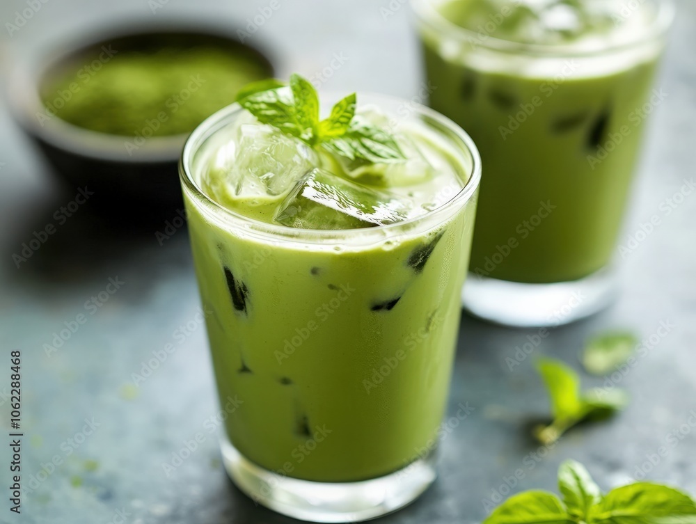 A refreshing keto-friendly iced matcha latte made with unsweetened almond milk and a touch of stevia, providing a low-carb, antioxidant-rich beverage ideal for a mid-day energy boost A refreshing keto-friendly iced matcha latte made with unsweetened almond milk and a touch of stevia, providing a low-carb, antioxidant-rich beverage ideal for a mid-day energy boost