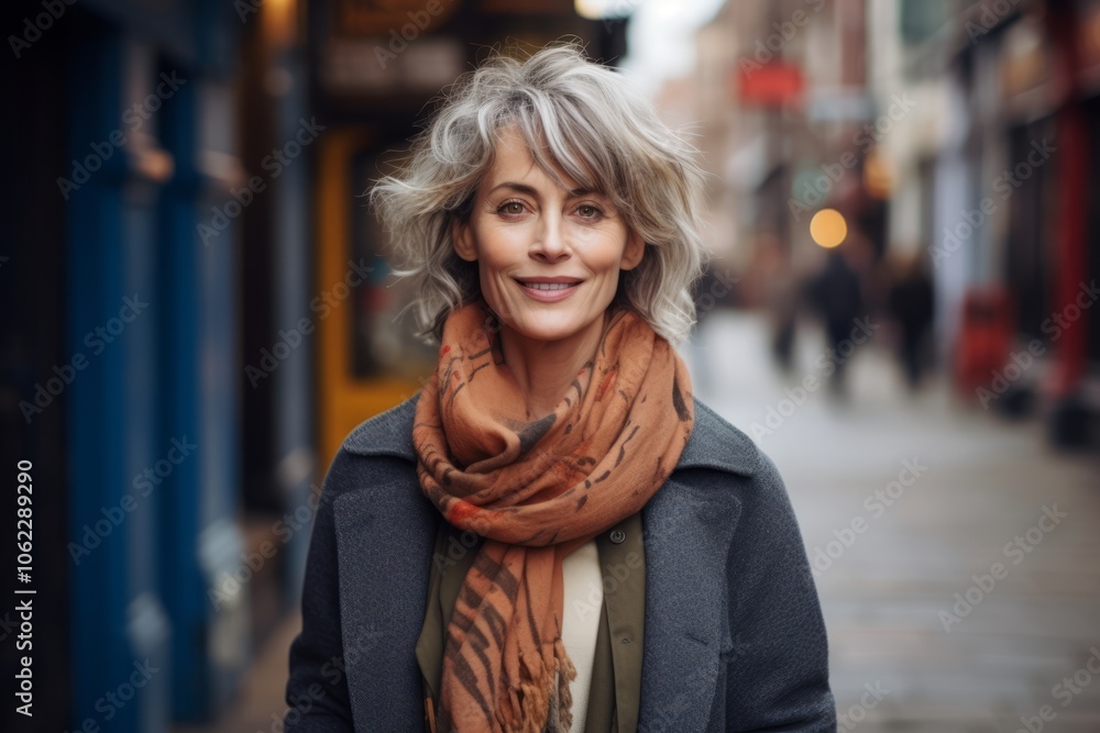 Portrait of a senior woman with a scarf in the city. Portrait of a senior woman with a scarf in the city.