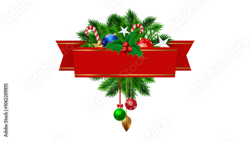 Christmas Banners and Ribbons Elements with Christmas Decoration Elements. photo