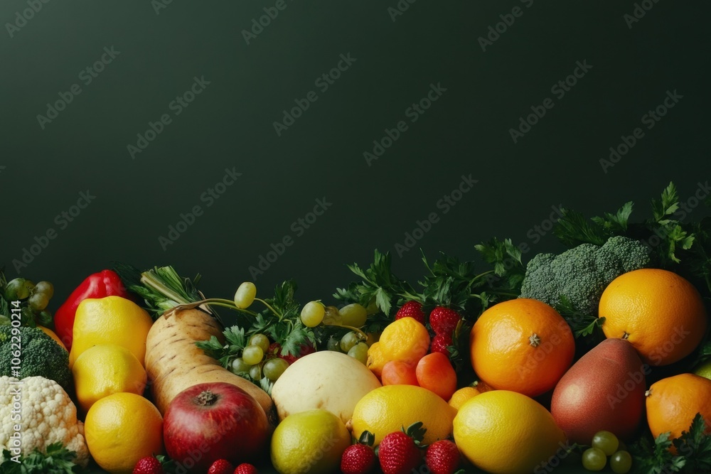 Vibrant Arrangement of Fresh Fruits and Vegetables Vibrant Arrangement of Fresh Fruits and Vegetables