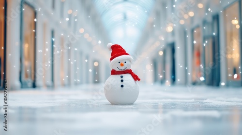 Snowman decorations on an empty hall, elegant and cute