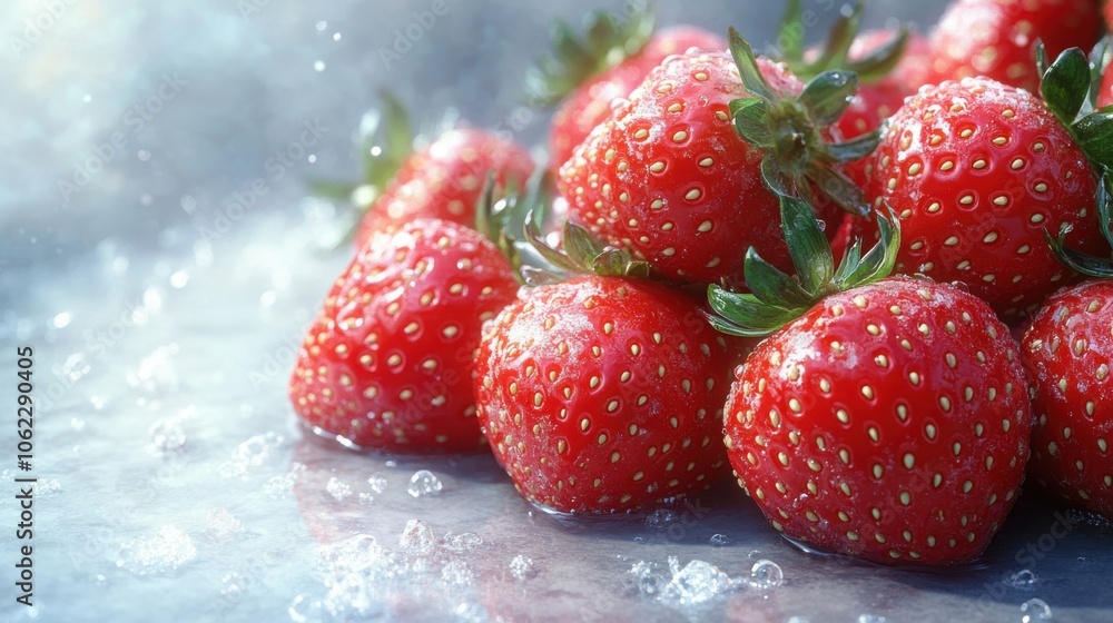 Fresh Strawberries on Gray Background with Copy Space - Perfect for Culinary and Healthy Living Images Fresh Strawberries on Gray Background with Copy Space - Perfect for Culinary and Healthy Living Images