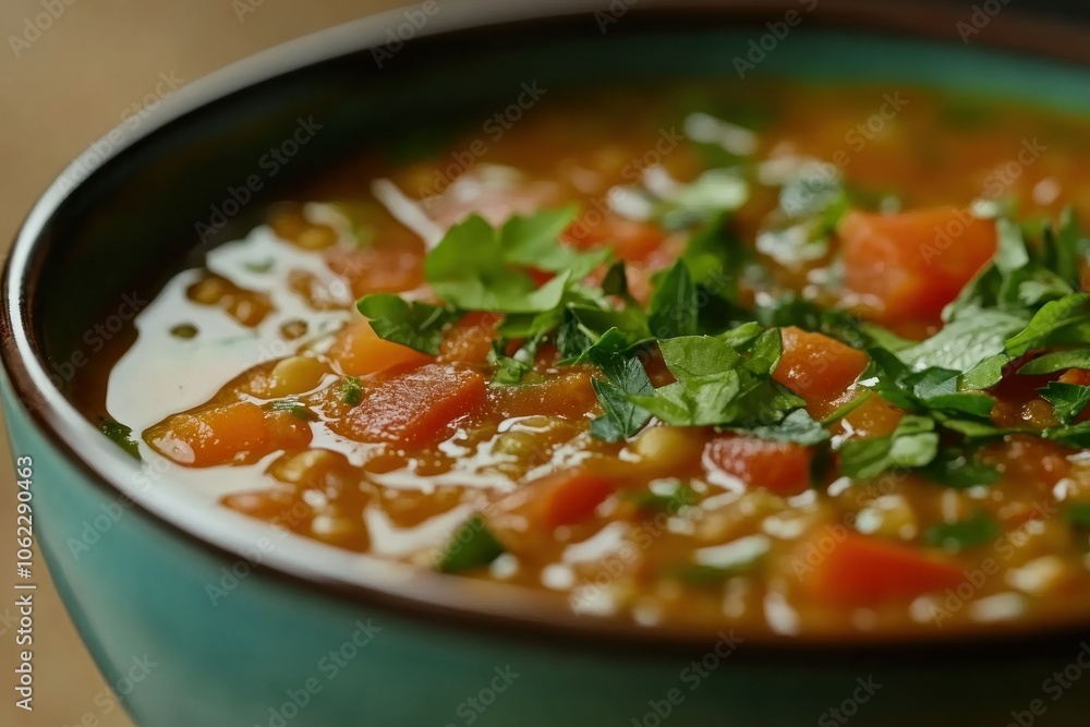 Fresh Vegetable Lentil Soup in Vibrant Bowl Fresh Vegetable Lentil Soup in Vibrant Bowl