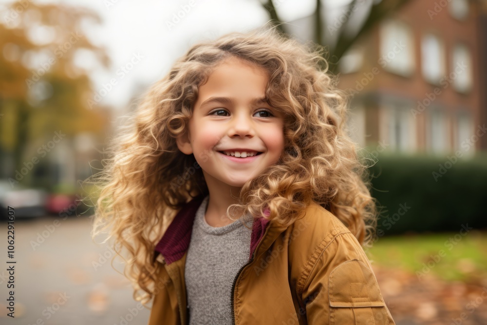 childhood, fashion and people concept - smiling little girl in autumn park childhood, fashion and people concept - smiling little girl in autumn park