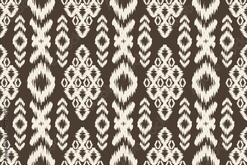 Hand-drawn Ikat geometric folklore ornament with diamonds. Tribal ethnic vector texture. Seamless striped pattern in Aztec style. Great for textiles, banners, wallpapers, and wrapping vector design.