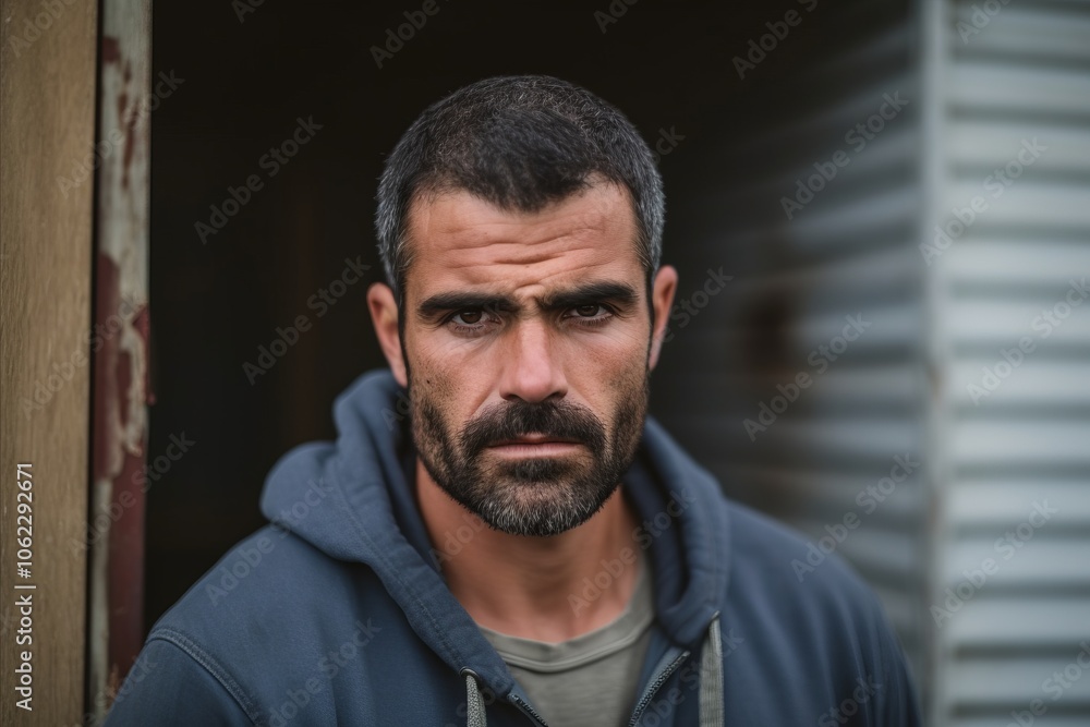 Portrait of a handsome man with beard and mustache in urban background Portrait of a handsome man with beard and mustache in urban background