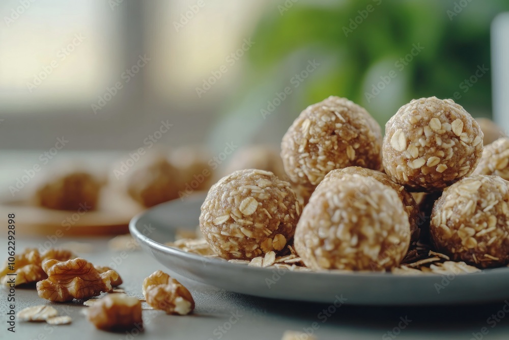 Rustic Display of Delicious Energy Balls on a Plate Rustic Display of Delicious Energy Balls on a Plate