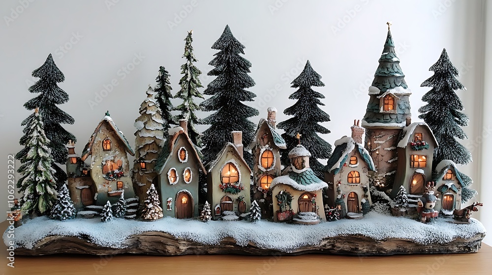 Fototapeta premium Christmas whimsical holiday village scenes