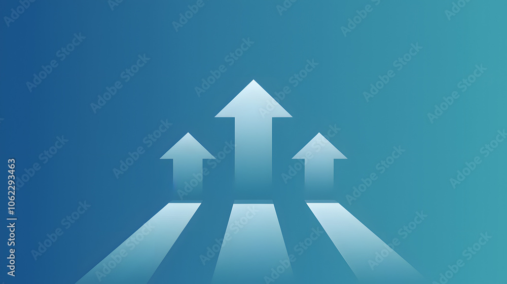 Three upward-pointing arrows on a gradient blue background. The arrows are of varying sizes, with the central one being the largest. They all converge towards a central point, suggesting a direction Three upward-pointing arrows on a gradient blue background. The arrows are of varying sizes, with the central one being the largest. They all converge towards a central point, suggesting a direction