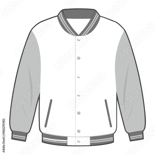 Front of basic white grey bomber jacket isolated Illustration