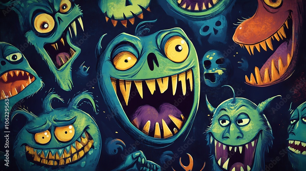 Halloween expressive caricature patterns of classic monsters Halloween expressive caricature patterns of classic monsters