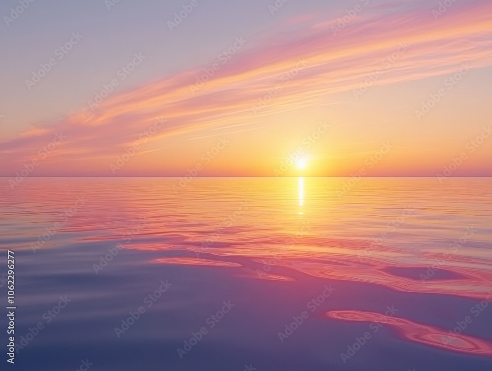 A serene sunset over a calm ocean with vibrant hues of orange and pink, reflecting beautifully on the water. A serene sunset over a calm ocean with vibrant hues of orange and pink, reflecting beautifully on the water.