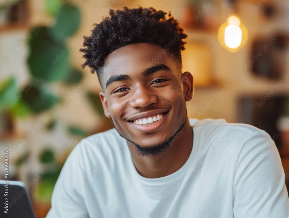 A young professional male with a friendly smile is captured in a warmly lit environment, exuding confidence and positivity. A young professional male with a friendly smile is captured in a warmly lit environment, exuding confidence and positivity.