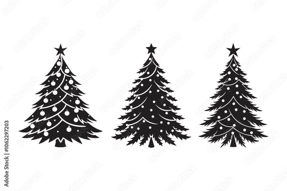 Obraz premium Christmas tree silhouette Bundle, Christmas tree silhouette vector illustration