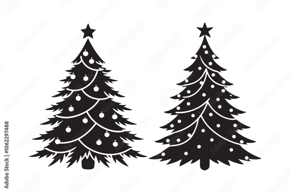 Obraz premium Christmas tree silhouette Bundle, Christmas tree silhouette vector illustration