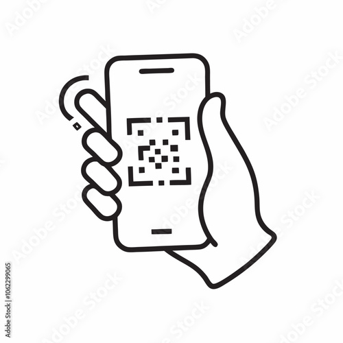 QR code smartphone scanner linear icon Vector (6)