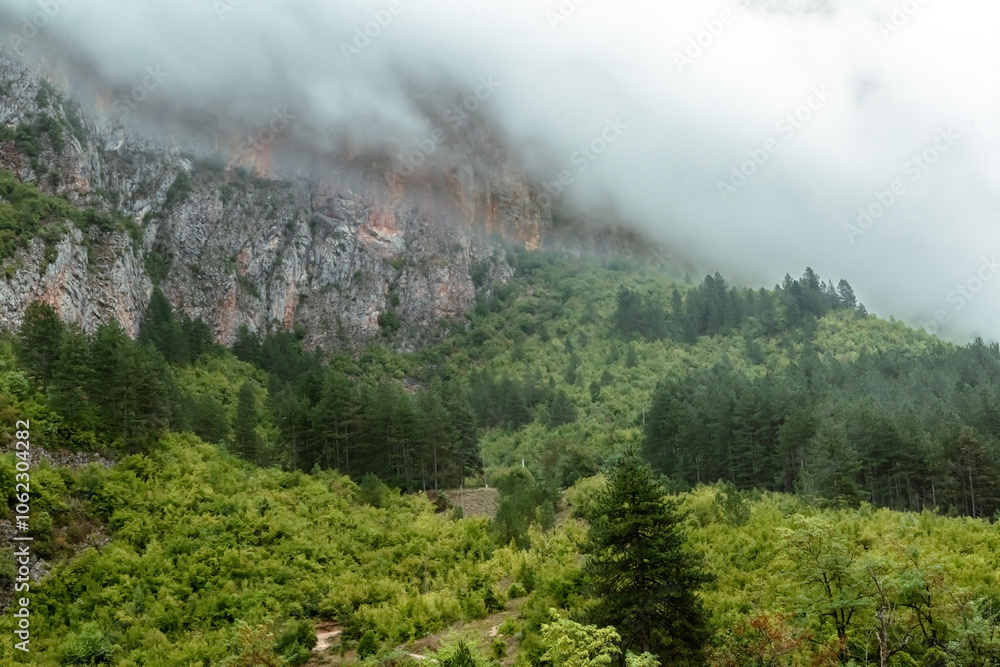 Foggy morning on mountains, Doljani. Bosnia and Herzegovina. Foggy morning on mountains, Doljani. Bosnia and Herzegovina.