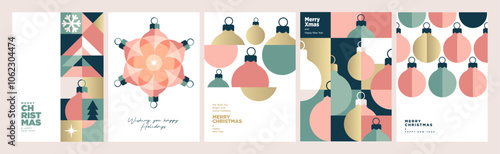 Set of Christmas and New Year Cards. Modern vector illustration concepts for graphic and web design, social media banner, marketing material.