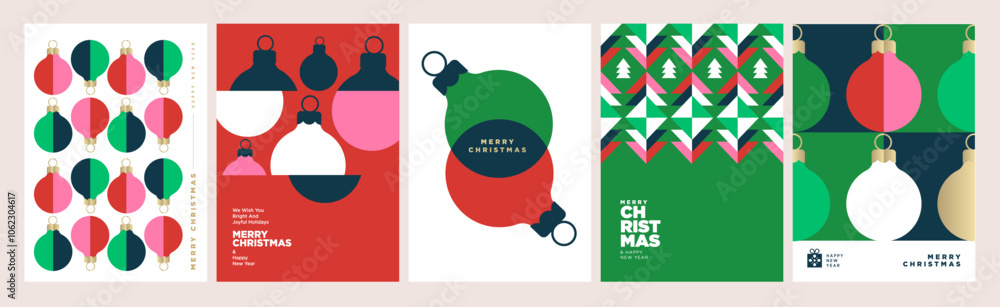 Naklejka premium Set of illustrations on the theme of Christmas and New Year. Vector concepts for greeting card, party invitation card, website banner, social media banner, marketing material.