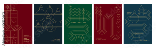 Set of illustrations on the theme of Christmas and New Year. Vector concepts for greeting card, party invitation card, website banner, social media banner, marketing material.