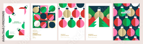 Set of Christmas and New Year Cards. Modern vector illustration concepts for graphic and web design, social media banner, marketing material.