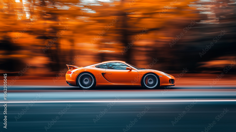 A sports car in motion with a subtle blurred background, emphasizing speed, copy space, A sports car in motion with a subtle blurred background, emphasizing speed, copy space,