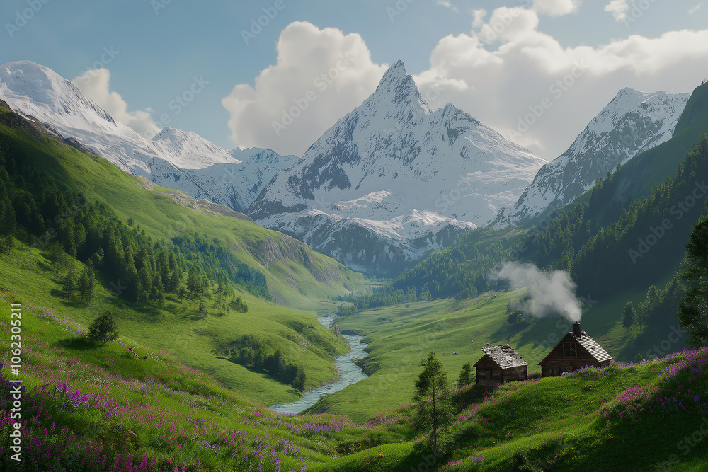 Panorama of an alpine landscape Panorama of an alpine landscape