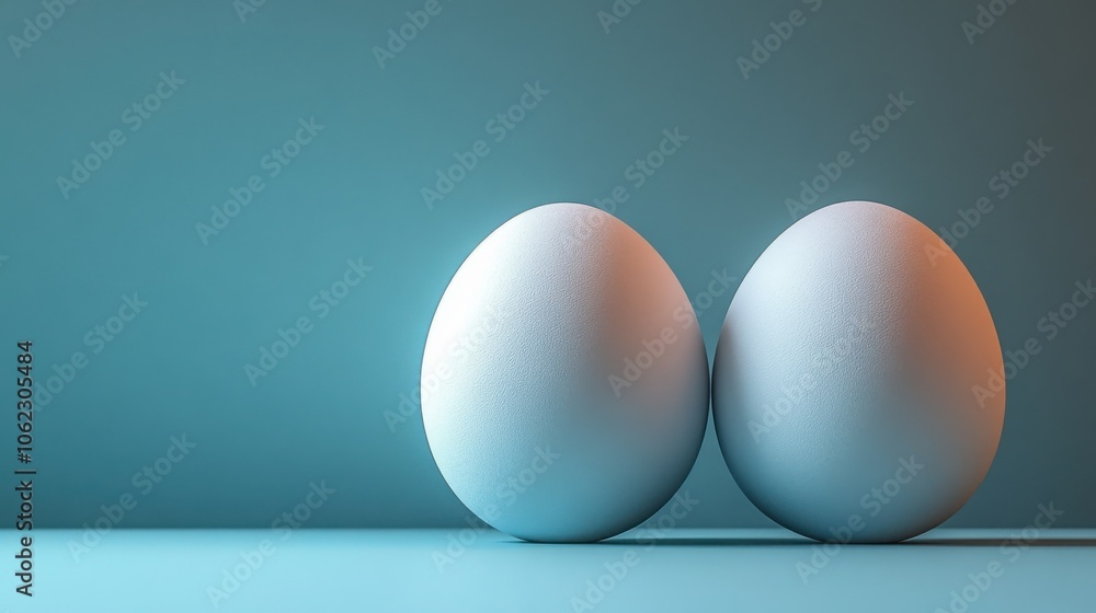 Three White Eggs on a Blank Background Perfect for Culinary or Minimalist Design Concepts Three White Eggs on a Blank Background Perfect for Culinary or Minimalist Design Concepts