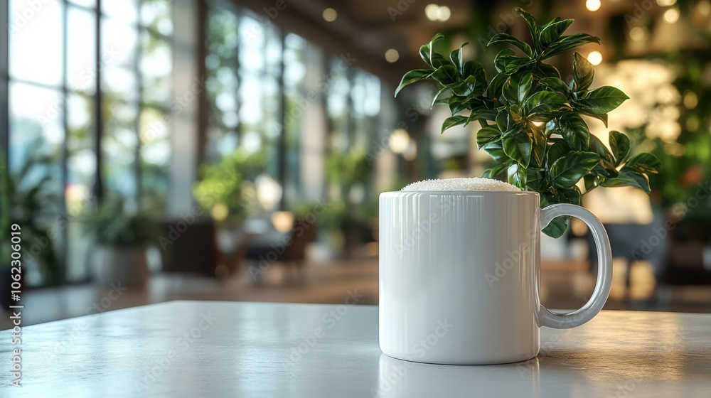 Elegant White Coffee Mug with Foamy Milk Perfect for Lifestyle and Food Photography Elegant White Coffee Mug with Foamy Milk Perfect for Lifestyle and Food Photography