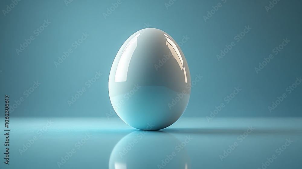 High-Resolution Image of a White Egg on a Blue Background with Ample Copy Space for Creative Uses High-Resolution Image of a White Egg on a Blue Background with Ample Copy Space for Creative Uses