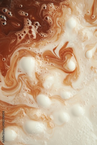 Wallpaper Mural Creamy coffee swirl with frothy milk texture and abstract patterns Torontodigital.ca