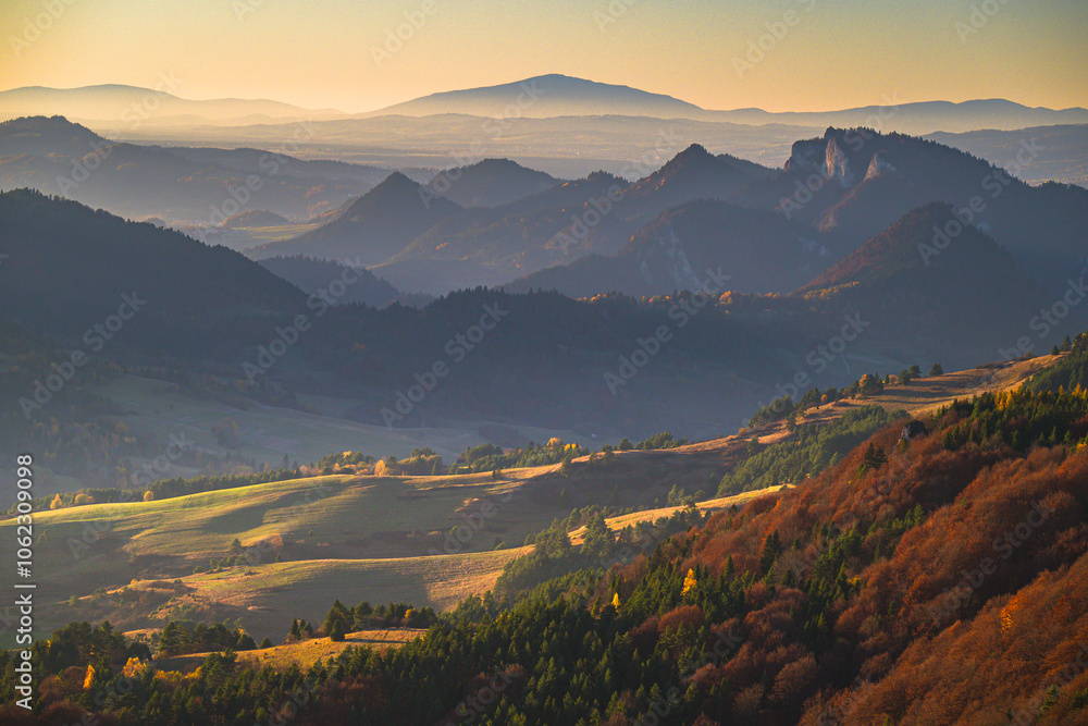 Zachód słońca z Wysokiej, Pieniny