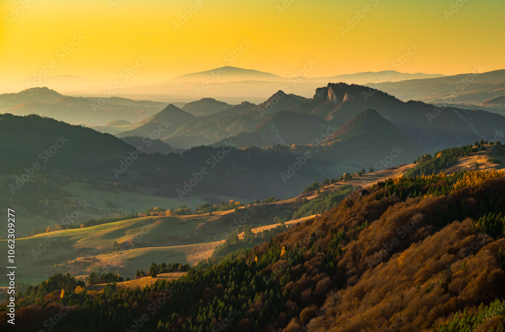 Zachód słońca z Wysokiej, Pieniny