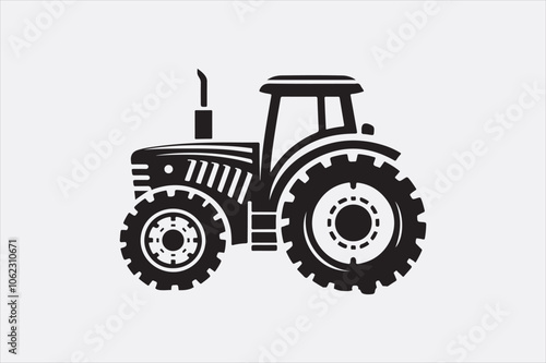 A black vector of a tractor silhouette.