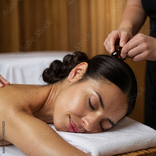 Luxurious Head Massage with Aromatherapy Oil in Spa Setting