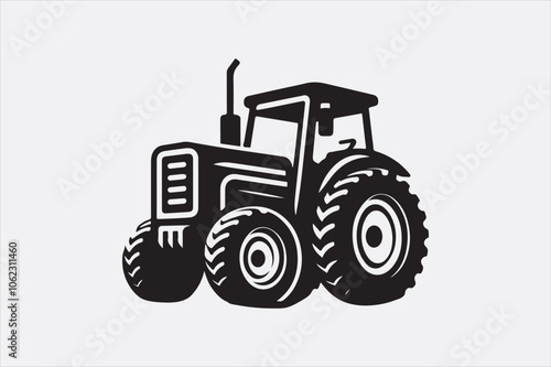 A black vector of a tractor silhouette.