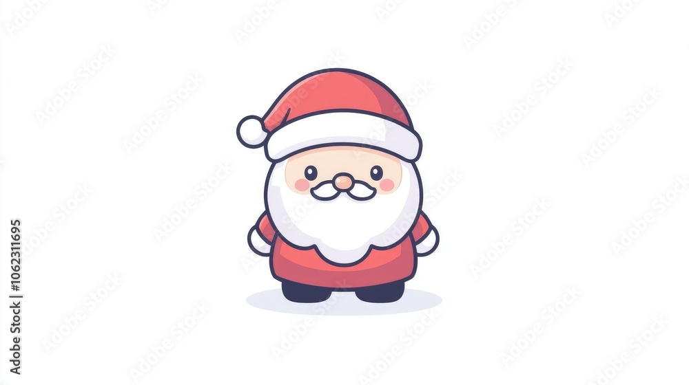 Cute Christmas character Santa Claus in red coat and hat Cute Christmas character Santa Claus in red coat and hat