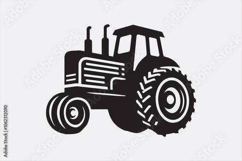 A black vector of a tractor silhouette.