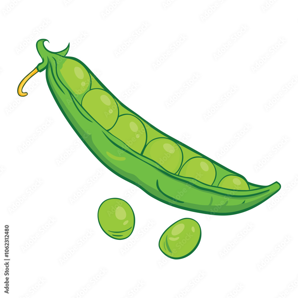 Vector Cartoon Green Peas Pod illustration