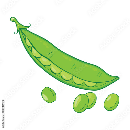 Vector Cartoon Green Peas Pod illustration
