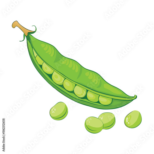 Vector Cartoon Green Peas Pod illustration