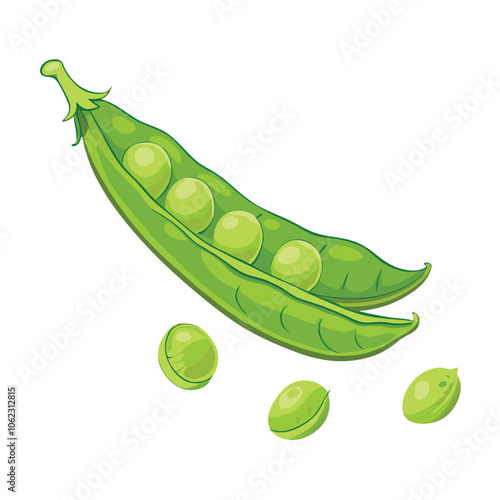 Vector Cartoon Green Peas Pod illustration