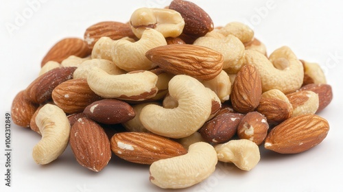 Assorted mixed nuts pile featuring cashews and almonds for healthy snacking