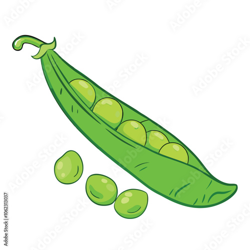 Vector Cartoon Green Peas Pod illustration