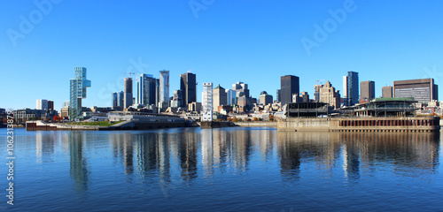 Montreal Skyline reflecting on St Lawrence River